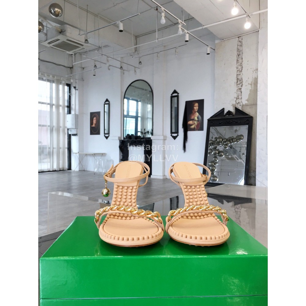 Bottega Veneta Chain Sheepskin High Heeled Sandals For Women Beige