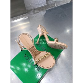 Bottega Veneta Chain Sheepskin High Heeled Sandals For Women Beige