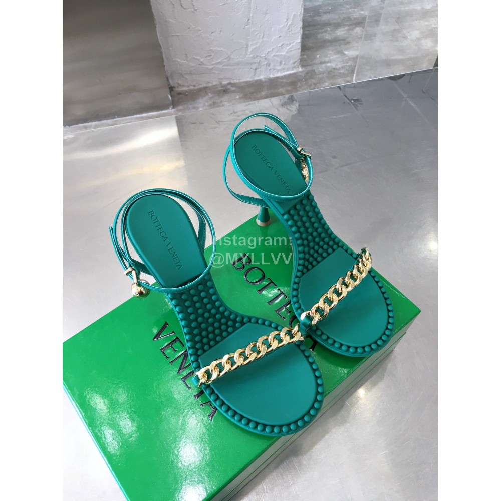 Bottega Veneta Chain Sheepskin High Heeled Sandals For Women Green