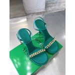 Bottega Veneta Chain Sheepskin High Heeled Sandals For Women Green