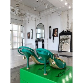 Bottega Veneta Chain Sheepskin High Heeled Sandals For Women Green