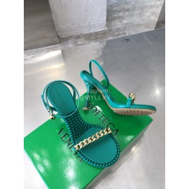 Bottega Veneta Chain Sheepskin High Heeled Sandals For Women Green