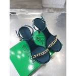 Bottega Veneta Chain Sheepskin High Heeled Sandals For Women Dark Green