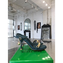 Bottega Veneta Chain Sheepskin High Heeled Sandals For Women Dark Green