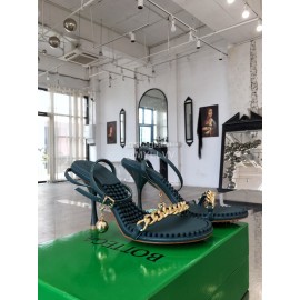 Bottega Veneta Chain Sheepskin High Heeled Sandals For Women Dark Green