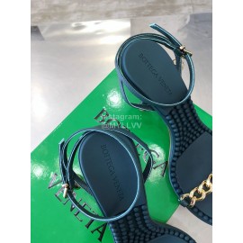 Bottega Veneta Chain Sheepskin High Heeled Sandals For Women Dark Green