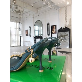 Bottega Veneta Chain Sheepskin High Heeled Sandals For Women Dark Green