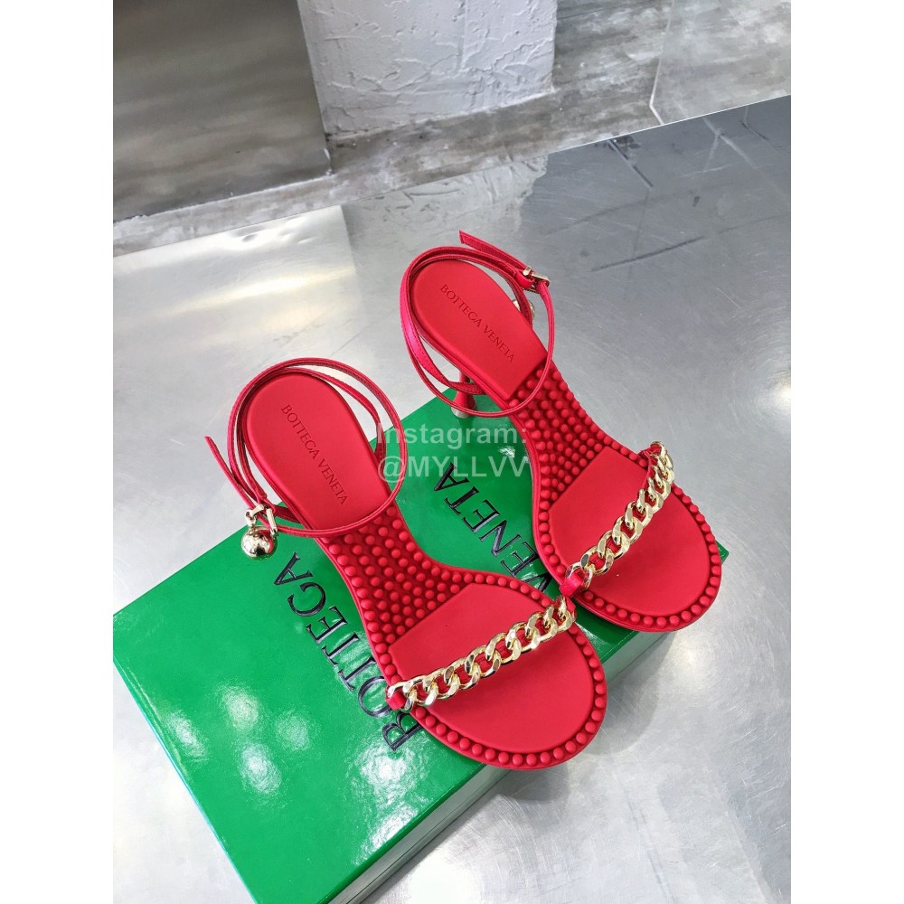 Bottega Veneta Chain Sheepskin High Heeled Sandals For Women Red