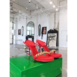 Bottega Veneta Chain Sheepskin High Heeled Sandals For Women Red