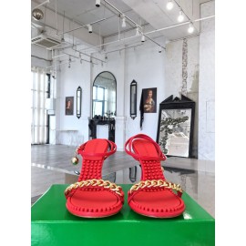 Bottega Veneta Chain Sheepskin High Heeled Sandals For Women Red