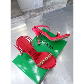 Bottega Veneta Chain Sheepskin High Heeled Sandals For Women Red