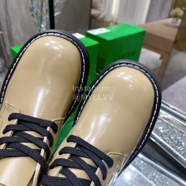 Bottega Veneta Cowhide Wool Thick Soled Lace Up Boots For Women Green