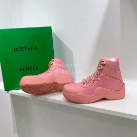 Bottega Veneta Fashion Thick Soled Lace Up Boots For Women Pink