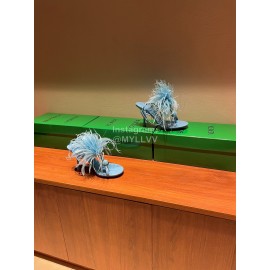 Bottega Veneta Calf Leather High Heeled Sandals For Women Blue