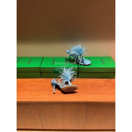 Bottega Veneta Calf Leather High Heeled Sandals For Women Blue