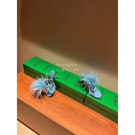 Bottega Veneta Calf Leather High Heeled Sandals For Women Blue