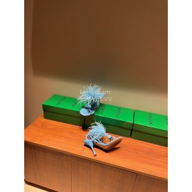 Bottega Veneta Calf Leather High Heeled Sandals For Women Blue