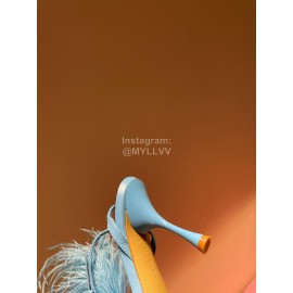 Bottega Veneta Calf Leather High Heeled Sandals For Women Blue