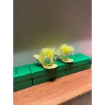 Bottega Veneta Calf Leather High Heeled Sandals For Women Yellow