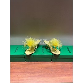 Bottega Veneta Calf Leather High Heeled Sandals For Women Yellow