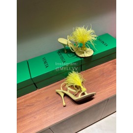 Bottega Veneta Calf Leather High Heeled Sandals For Women Yellow