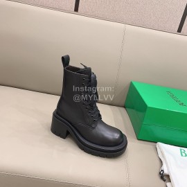 Bottega Veneta Cowhide Lace Up Thick High Heel Short Boots For Women