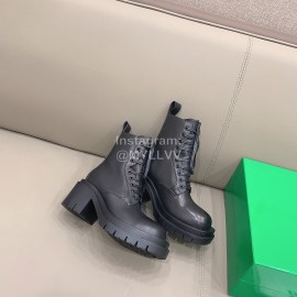 Bottega Veneta Cowhide Lace Up Thick High Heel Short Boots For Women