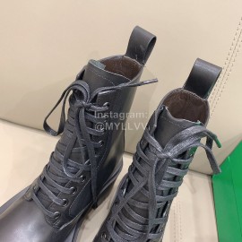 Bottega Veneta Cowhide Lace Up Thick High Heel Short Boots For Women