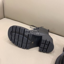 Bottega Veneta Cowhide Lace Up Thick High Heel Short Boots For Women