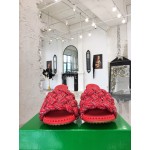Bottega Veneta Calf Leather Woven High Heeled Slippers For Women Red