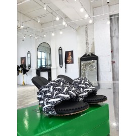 Bottega Veneta Calf Leather Woven High Heeled Slippers For Women Black