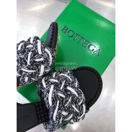 Bottega Veneta Calf Leather Woven High Heeled Slippers For Women Black