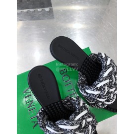 Bottega Veneta Calf Leather Woven High Heeled Slippers For Women Black