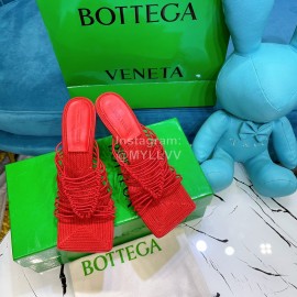Bottega Veneta Summer Leather High Heeled Slippers For Women Red