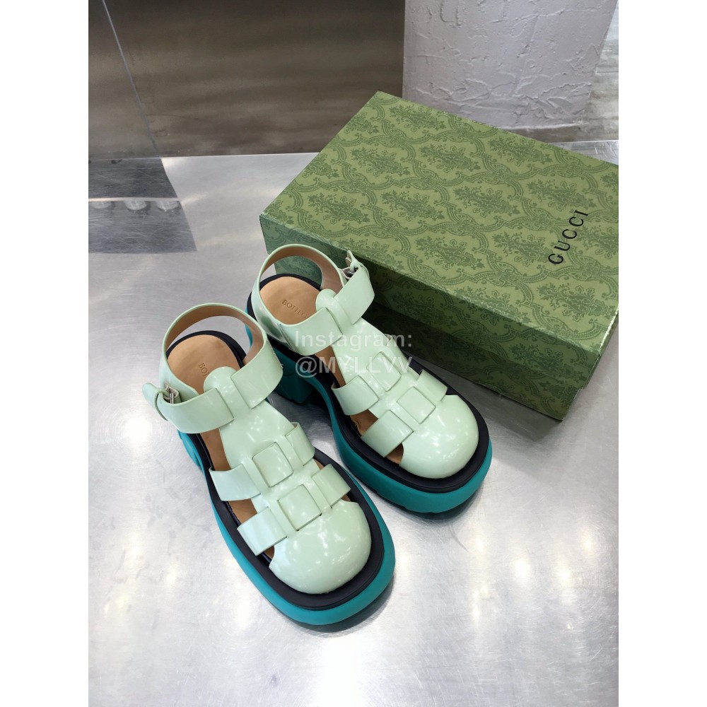 Bottega Veneta Cowhide Woven Thick High Heeled Sandals For Women 