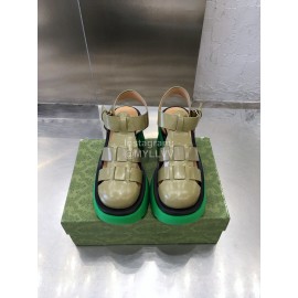Bottega Veneta Cowhide Woven Thick High Heeled Sandals For Women Green