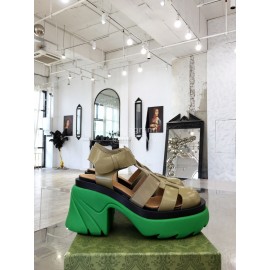 Bottega Veneta Cowhide Woven Thick High Heeled Sandals For Women Green