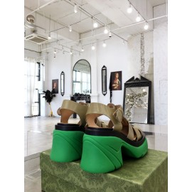 Bottega Veneta Cowhide Woven Thick High Heeled Sandals For Women Green