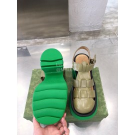 Bottega Veneta Cowhide Woven Thick High Heeled Sandals For Women Green