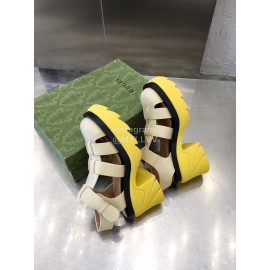 Bottega Veneta Cowhide Woven Thick High Heeled Sandals For Women White