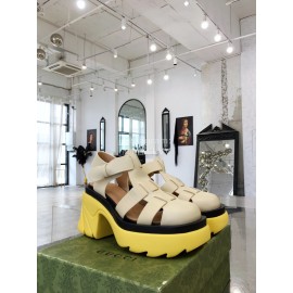 Bottega Veneta Cowhide Woven Thick High Heeled Sandals For Women White