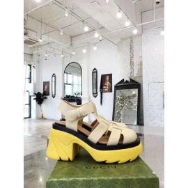 Bottega Veneta Cowhide Woven Thick High Heeled Sandals For Women White