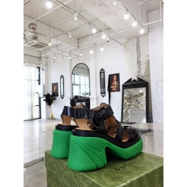 Bottega Veneta Cowhide Woven Thick High Heeled Sandals For Women Black