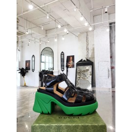 Bottega Veneta Cowhide Woven Thick High Heeled Sandals For Women Black