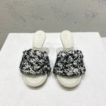 Bottega Veneta Cotton Braided High Heeled Slippers For Women White