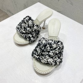 Bottega Veneta Cotton Braided High Heeled Slippers For Women White