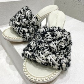 Bottega Veneta Cotton Braided High Heeled Slippers For Women White