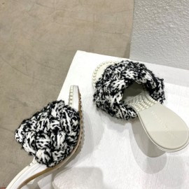 Bottega Veneta Cotton Braided High Heeled Slippers For Women White