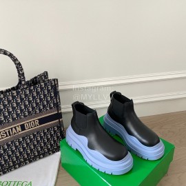 Bottega Veneta Fashion Thick Soled Leather Martin Boots For Women Blue