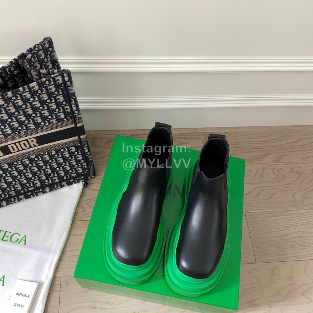 Bottega Veneta Fashion Thick Soled Leather Martin Boots For Women Green